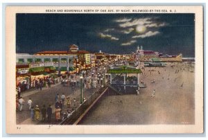 Beach & Boardwalk North Oak Ave. By Night Wildwood By The Sea Villas NJ Postcard