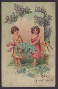 Birthday Greetings,Children,Flowers Postcard