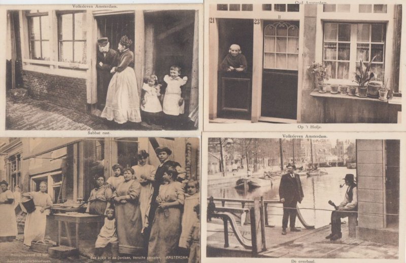 STREETLIFE AMSTERDAM NETHERLANDS VOLKSLEVEN 15 Vintage Postcards pre-1940(L3785)