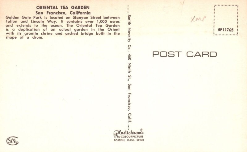 Vintage Postcard Oriental Tea Garden Golden Gate Park San Francisco California