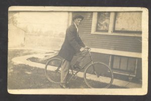 RPPC GREEN CASTLE MISSOURI VINTAGE BICYCLE TO NEW BOSTON REAL PHOTO POSTCARD