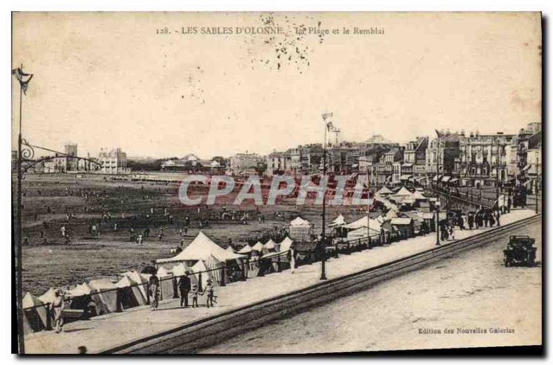 Old Postcard Les Sables d'Olonne The Beach and the Embankment