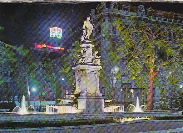 Spain Madrid Prado Walk Fountain Of The Shells At Night