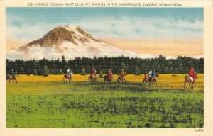 TACOMA, Washington WA   TACOMA HUNT CLUB Horses & Riders ca1940's Linen Postcard