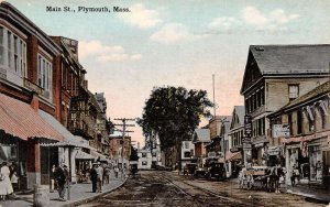 Plymouth Massachutsetts Main Street Vintage Postcard AA63794
