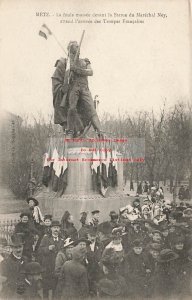 France, Metz, Crowd by Statue Marechal Ney awaiting the Arrival of French Troops