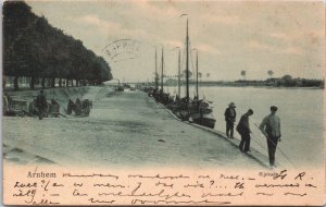 Netherlands Arnhem Rijnkade Vintage Postcard 09.45
