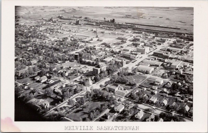 Melville SK Aerial View Saskatchewan Sask Unused RPPC Postcard H60 *as is