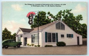 WASHINGTON, MS Mississippi ~ Roadside VILLAGE INN CAFE c1950s Car Linen Postcard