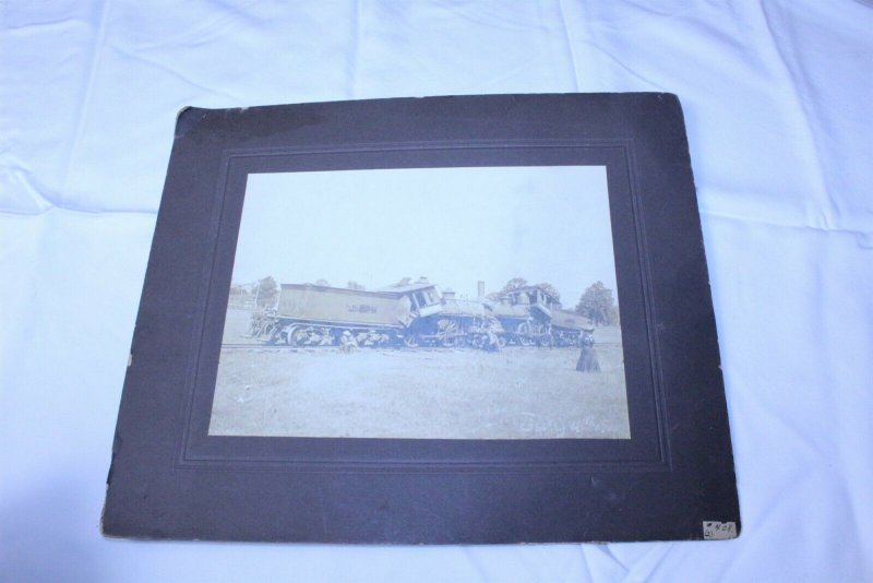 1905 July 4th Train Wreck Black & White Photo with Newspaper Clipping