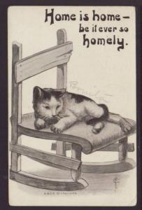 Home Is Home,Cat in Chair,Comic,Phillips Postcard 