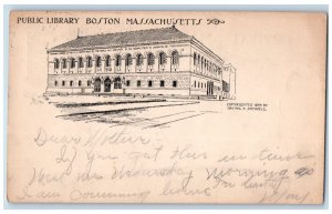 1907 Public Library Boston Massachusetts MA Warner New Hampshire NH Postcard 