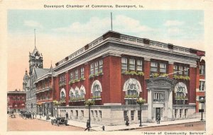 DAVENPORT, IA Iowa  CHAMBER OF COMMERCE & Street View~Cars   c1920's Postcard