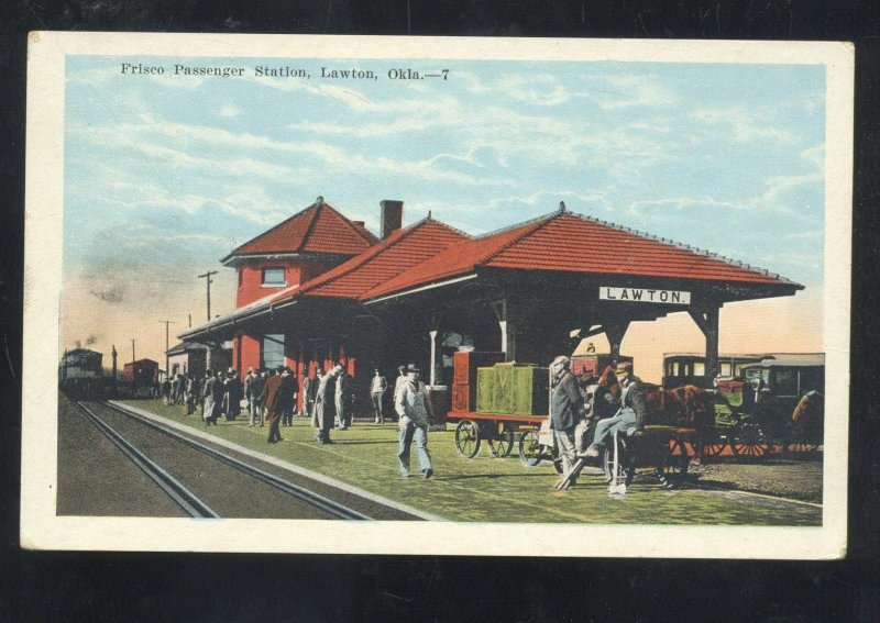 LAWTON OKLAHOMA FRISCO RAILROAD DEPOT TRAIN STATION VINTAGE POSTCARD