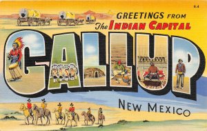 H17/ Gallup New Mexico Postcard linen Large Letter Greetings from Gallup