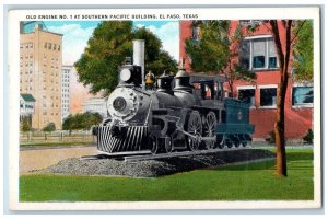 1939 Old Engine No.1 at Southern Pacific Building El Paso Texas TX Postcard