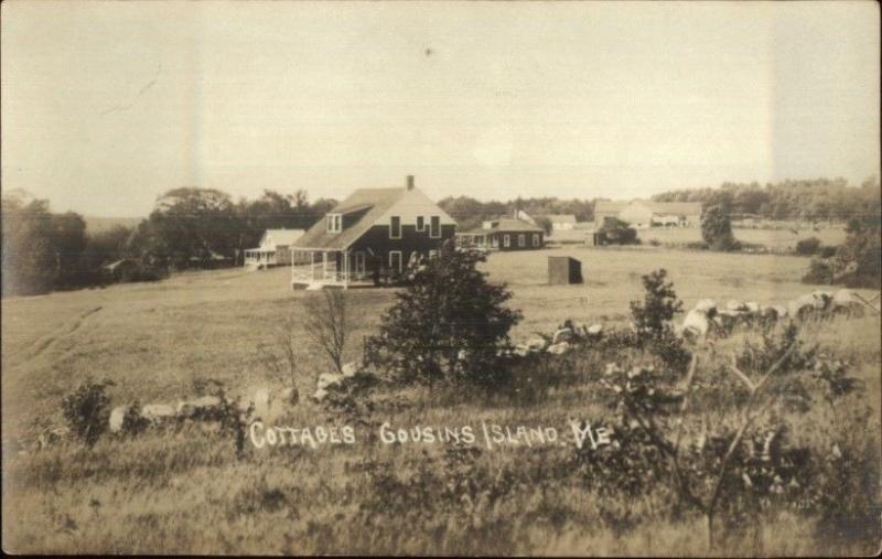 Cousins Island ME Cottages c1915 Real Photo Postcard