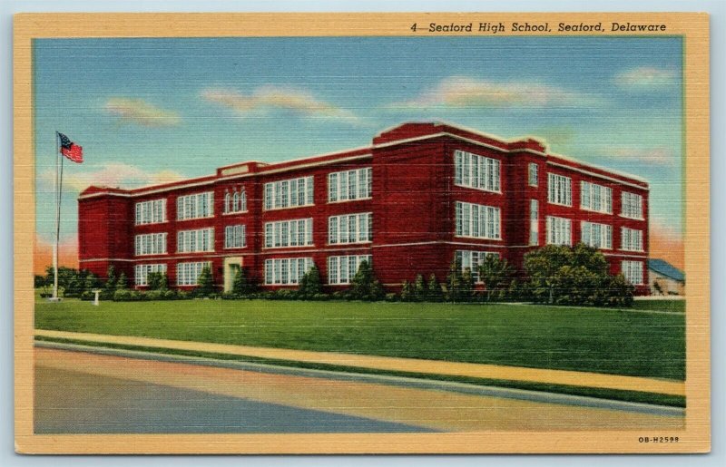 Postcard DE Seaford Delaware Seaford High School c1950s X5