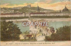 Old Postcard Lyon Guillotiere Bridge Hotel Dieu and the Coteau de Fourviere T...