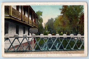 c1920's Baltimore & Ohio Railroad Home Of Barbara Frederick Maryland MD Postcard