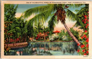 Beautiful Home on Himmarshee Canal, Fort Lauderdale FL Vintage Postcard P22