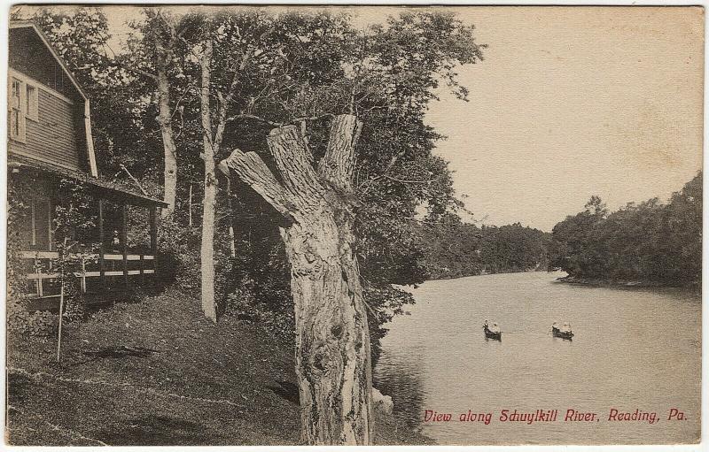 1907-15 Reading PA View Boating along the Schuylkill River Berks Co. DB Postcard