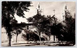 Albuquerque~San Felipe de Neri Church~RPPC Soldier to Soldier Mail~1943 WWII 