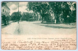 1905 STAMFORD CONNECTICUT*CT*BROAD STREET CORNER SUMMER ST*SOUVENIR POSTCARD CO