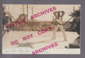 Horton KANSAS RPPC 1938 ACROBATS Fair ROLLERSKATING Borquin PHOTO MAN & WOMAN