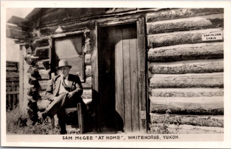 Real Photo Postcard Sam McGee at Home in Whitehorse, Yukon, Canada