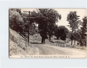 Postcard Where the Road Bends among the Elms, Oxford, New York