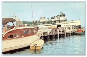 c1960's Block Island Ferry Moored State Pier At Galilee Rhode Island RI Postcard