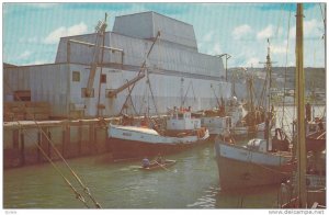 Riviere au Renard (Fox Rover) Diggers unloading catch at modern fish processi...