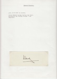 Prince Edward Windsor Duke of Kent Original Autograph, Royalty, UK (L6318)