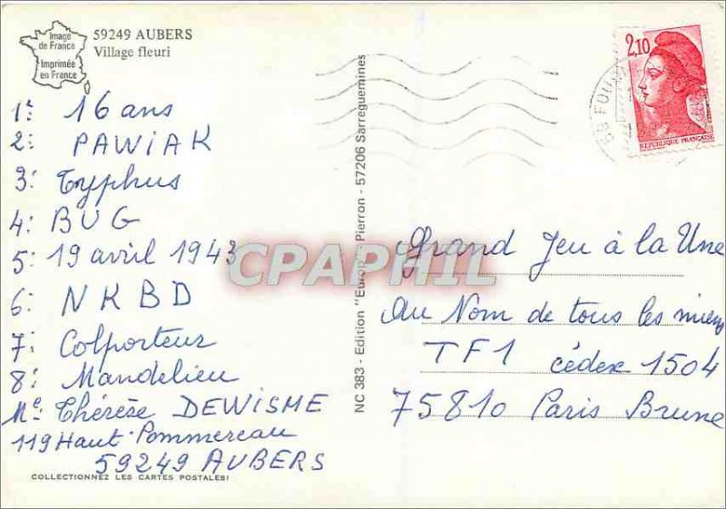 Postcard Modern Aubers Village Fleuri