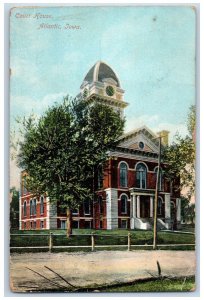 c1908 Court House Building Dirt Road Clock Tower Atlantic Iowa Antique Postcard