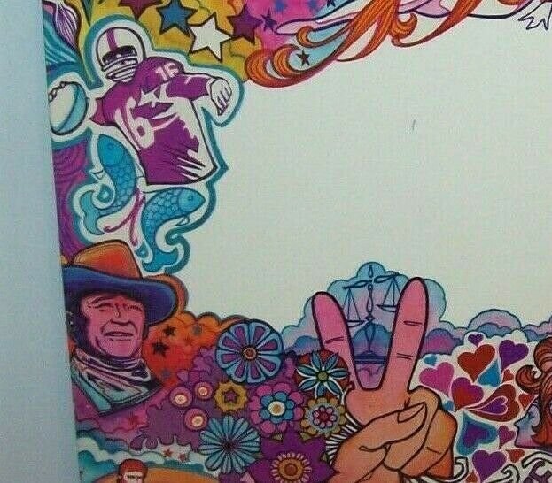 Vintage Folder 1970 Psychedelic Groovy Mod Retro Love Pop Culture Art John Wayne