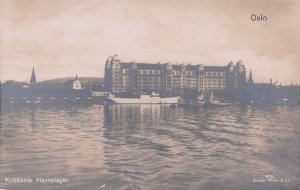 Kristiania Havnelager Oslo Norway Old Boats River Postcard