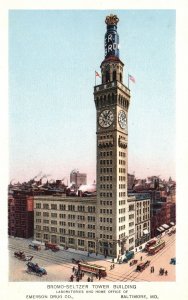 Vintage Postcard 1920's Bromo Seltzer Tower Laboratories Office Baltimore MD