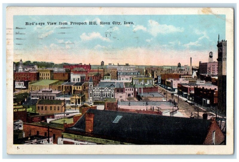 1921 Bird's-Eye View Prospect Hill Exterior Building Sioux City Iowa IA Postcard