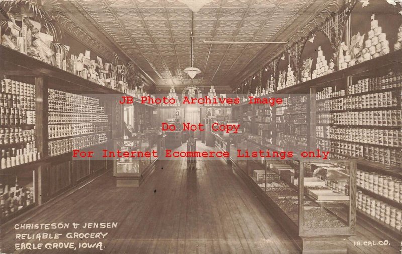 IA, Eagle Grove, Iowa, RPPC, Christeson & Jensen Grocery Store Interior,