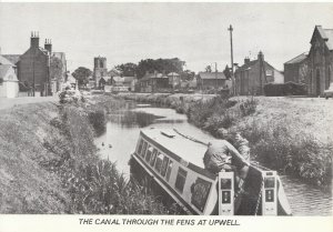 Norfolk Postcard - Houseboat On Canal Through The Fens at Upwell - Ref A8444