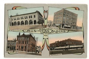 Postcard Group Business Blocks Superior WI 1914