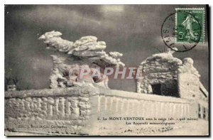 Old Postcard Mont Ventoux in the snow (altitude 1908 m) meteorological devices