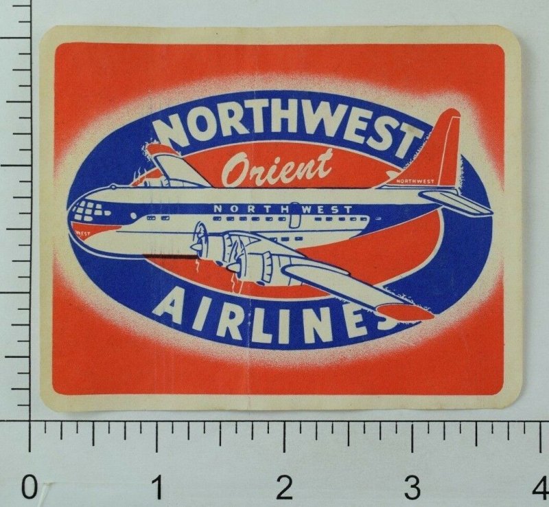 1940's-50's North-West Orient Airlines Luggage Label Original E18