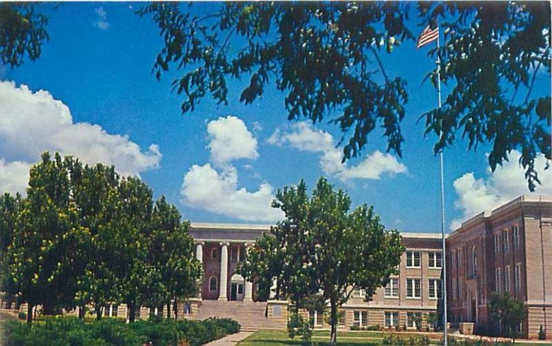 ABILENE TEXAS ABILENE CHRISTIAN COLLEGE BIBLE BUILDING & ADMIN POSTCARD c1960s