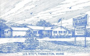 Thomaston, ME Maine  DAVES RESTAURANT  Roadside  ARTIST'S VIEW Chrome Postcard