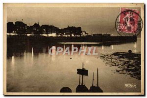 Old Postcard Treport Eu Mers Le Port Night Effect