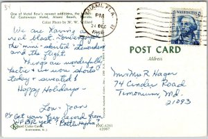 1968 Motel Row's Newest Addition Castaways Miami Beach Florida Posted Postcard