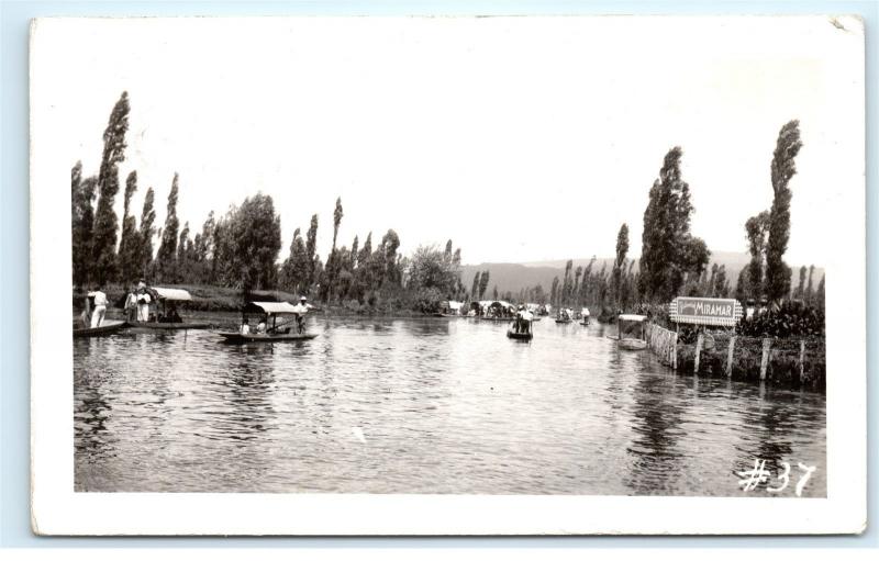 *Miramar Restaurant Mexican River Boats RPPC Vintage Photo Postcard C81